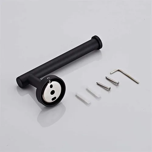 Miniatura 6 de Juego de 5 piezas de accesorios de baño negro mate, juego de toalleros de acero inoxidable 304 redondo montado en la pared, incluye barra de toalla