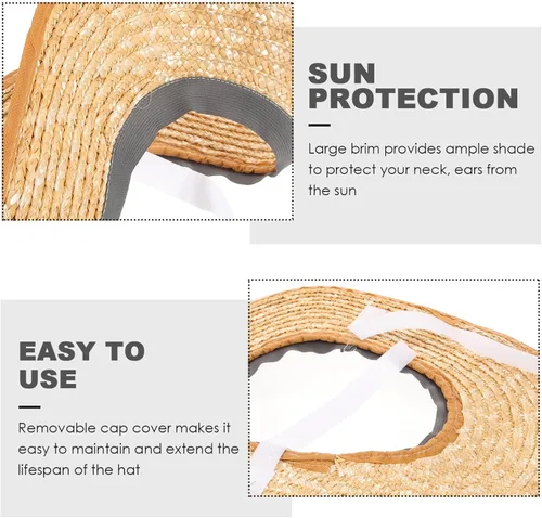 Miniatura 6 de Yardwe Sombrero de visera de ala completa, cubierta de sombrero de construcción, visera dura, repuesto para el sol para los trabajadores, accesorios