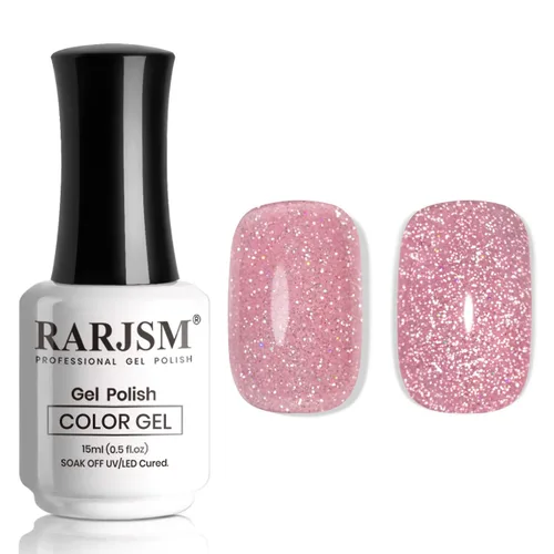 Miniatura 12 de RARJSM Esmalte de uñas de gel con purpurina verde, esmalte de gel reflectante con destellos de purpurina y diamantes, esmalte de uñas de gel