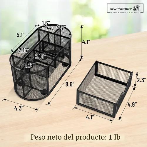 Miniatura 3 de SUPEASY Organizador de escritorio de malla, accesorios de escritorio y organizadores de espacio de trabajo con cajones, soporte para lápices