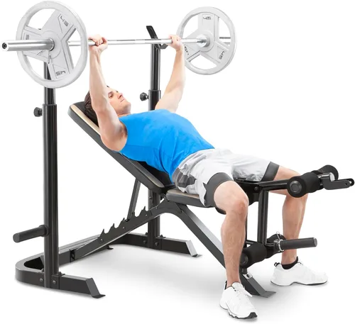 Miniatura 6 de Marcy Olympic Workout Bench for Home Gym Strength Training Equipment with Preacher Curl Pad and Weight Rack Storage, White/Black