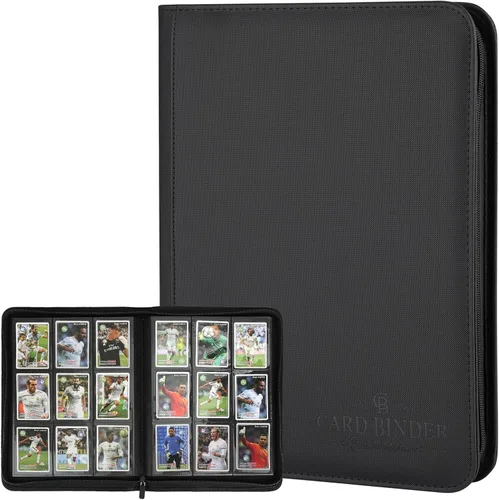Miniatura 9 de Carpeta de tarjetas con 9 bolsillos, carpeta de tarjetas coleccionables con cremallera de alta calidad, 540 bolsillos de doble cara, álbum de Verde