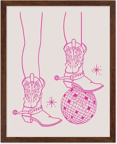 Miniatura 33 de Poster Master Póster retro de vaquera rosa con texto en inglés "Raise Hell", diseño de pared occidental, regalo para hombres y mujeres, decoración