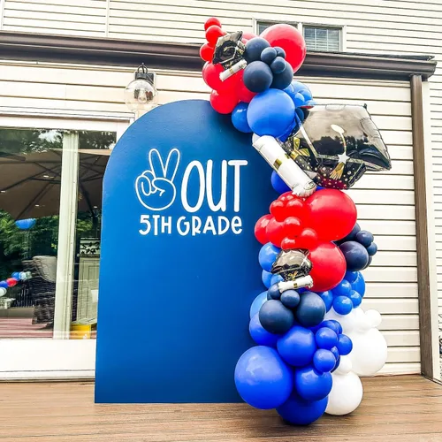 Miniatura 4 de Kit de Guirnalda de Arco de Globos Rojo Azul Plateado, Globos de Látex Rojo Azul Real Globos de Papel de Aluminio 4D con Estrella de Explosión