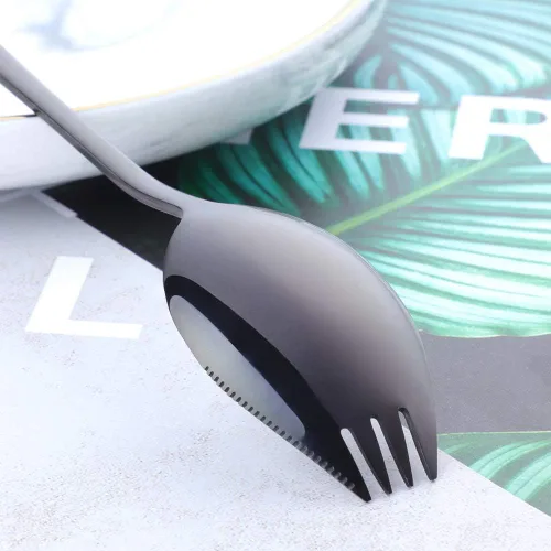 Miniatura 3 de Buyer Star Sporks - Juego de 6 tenedores de acero inoxidable 18/8 para uso diario en el hogar, 7.6 pulgadas, 1.6 onzas, cuchara para helado