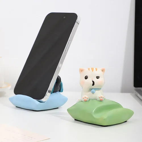 Miniatura 3 de BOLLEY JOSS Soporte de escritorio para teléfono celular, soporte de resina para teléfono inteligente con animales lindos para oficina, manos libres