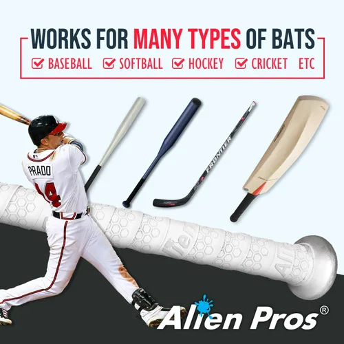 Miniatura 6 de ALIEN PROS - Cinta de agarre para bate de béisbol 1.1 MM (paquete de 2) - Cinta de bate de calidad Pro, precortada - Envuelve tu bate para un home