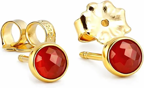 Miniatura 30 de Juego de aretes pequeños de oro con bisel, bola para cartílago, tragus, hélice, múltiples joyas hipoalergénicas de piedra natal para mujer