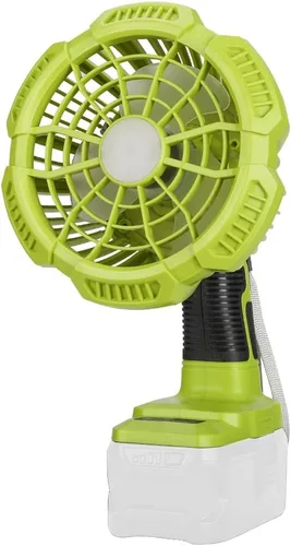 Ventilador inalámbrico de 18 V compatible con batería Ryobi de 18 V, ventilador a batería para acampar con luz LED, control remoto, 3 modos de