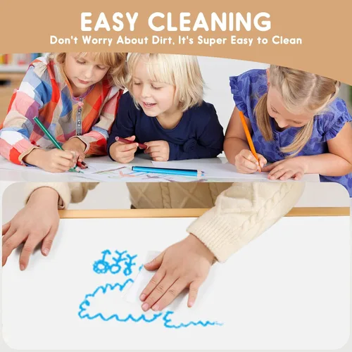 Miniatura 4 de Juego de Mesa y Silla para Niños Ajustable en Altura para Niños Pequeños y Juego de 6 Sillas con Escritorio a Prueba de Grafiti, Patas