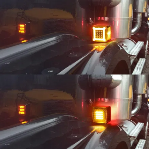 Miniatura 6 de Partsam Par de Luces de Señal de Giro de Guardabarros de Pedestal Cuadrado de Doble Cara Halo Resplandeciente Triple Stud, Ámbar/Rojo Cuadrado 47