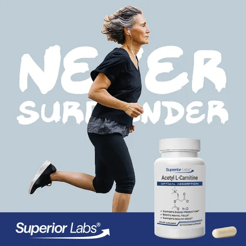 Miniatura 6 de Superior Labs Acetil L-carnitina 500 mg, ALCAR de alta potencia, puro sin OMG, cero aditivos sintéticos, máxima absorción, metabolismo de energía
