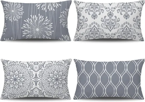 Miniatura 11 de Coliuso Fundas Decorativas para Almohadas de Tiro 16x16 Juego de 4, Azul Moderno Simple Cuadrado Funda de Almohada Cojín para Sofá Sillón