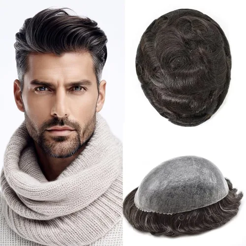 Miniatura 144 de Toupee for Men Hair Piece Real Human Hair Full Poly Skin Mens Toupee Mens Hair System Injected PU Hair System Invisible Hairpiece for