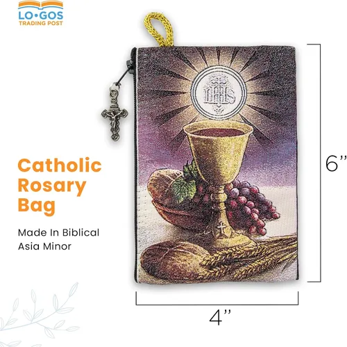 Miniatura 21 de Bolsa de rosario católico, estuche de rosario de bautismo para niños con números 6:24-26, versículo de la Biblia, 4 x 6 pulgadas, joyería y monedero