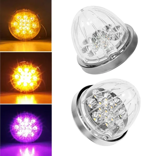 Miniatura 8 de 2 piezas de luces de señalización y marcador de doble revolución en rojo y blanco con 17 luces LED de sandía, lentes transparentes y bisel de acero