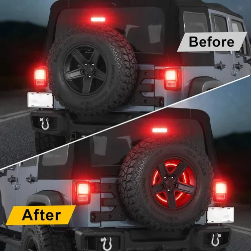 Miniatura 5 de SUPAREE Luz de Freno para Neumático de Repuesto Plug and Play Luz de Rueda Luz de Freno 3ra Luz de Freno Roja Compatible con Wrangler 2007-2018 JK