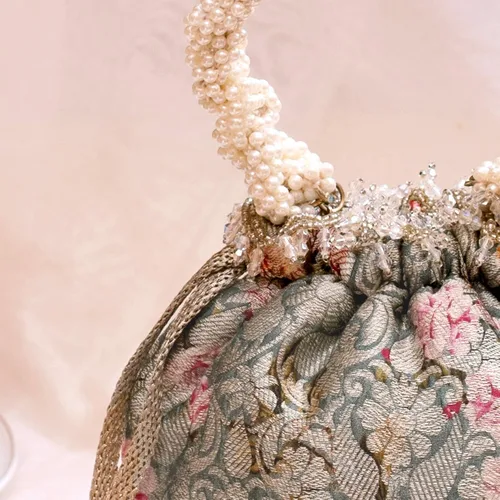 Miniatura 3 de Elora Capsule Bridal Clutch - Gris Azul, bolso de mano floral, bolso para fiesta de noche, bolsas festivas Diwali, Gris azulado