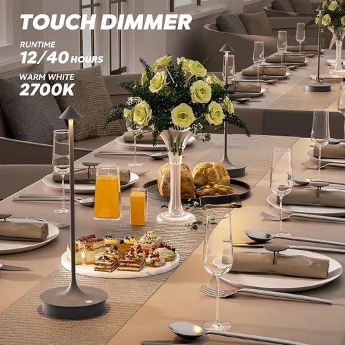 Miniatura 6 de Lámpara de mesa inalámbrica pequeña, recargable, funciona con pilas, lámpara táctil LED de 4000 mAh, regulable, portátil, impermeable