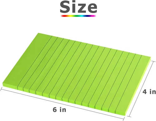 Miniatura 2 de Tamak Notas adhesivas forradas de 4 x 6 pulgadas, con rayas brillantes, almohadillas adhesivas fuertes, 4 blocs por paquete, 45 hojas/bloc (verde)