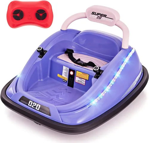 Miniatura 11 de OLAKIDS Coche chocador para niños pequeños, juguete eléctrico de 12V para montar con control remoto, vehículo a batería de carreras para bebé, Rosa