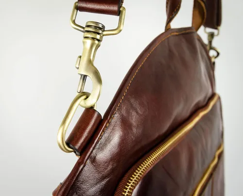 Miniatura 7 de Time Resistance Bolsa de ropa de cuero Traje Duffel Slim Maleta de mano Vestido Bolsa de protección Marrón