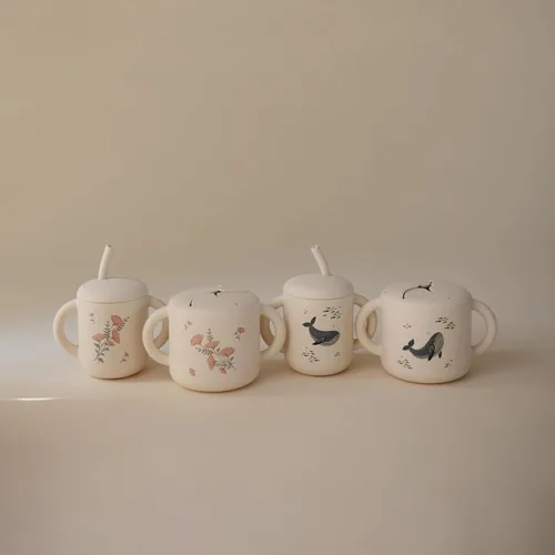 Miniatura 8 de mushie - Taza para merienda de silicona Contenedor de alimentos a prueba de derrames para niños pequeños y bebés (flores rosas)