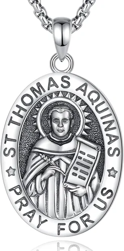 Miniatura 80 de EUDORA Collar de plata de ley 925, San Cristóbal y San Benito, San Miguel, Virgen María, San Judas Tadeo, Cruz de Buen Pastor y Arcángel, Medalla