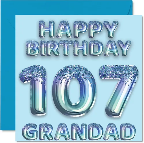 Miniatura 285 de Stuff4 Tarjeta de primer cumpleaños para niños, globo de fiesta con purpurina azul, tarjetas de feliz cumpleaños para niño de 1 año, nieto, hijo, 57