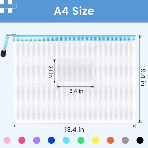 Miniatura 3 de Sooez Paquete de 32 bolsas de malla con cremallera, tamaño A4, bolsas con cremallera con bolsillo para etiquetas, bolsas impermeables