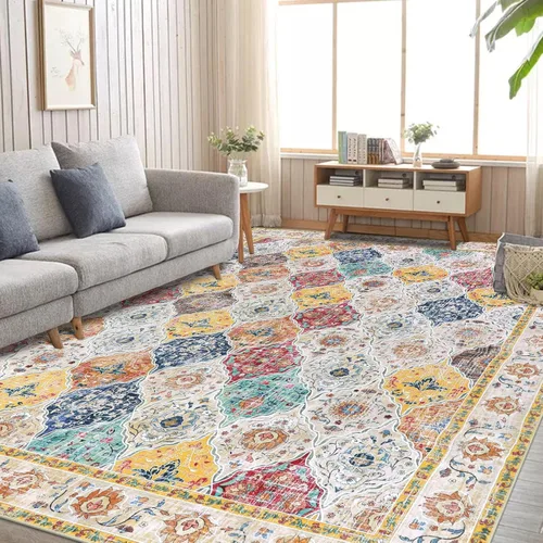 Miniatura 43 de HEBE Alfombra Pasillo 2'x10' Lavable Vintage Desgastada Alfombras de Área Antideslizante Alfombra de Lavandería Boho Alfombras de Piso para Pasillos