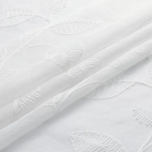 Miniatura 9 de YoungsTex Cortinas Transparentes con Diseño de Hojas de 63 Pulgadas de Largo para Ventana de Sala de Estar, Cortinas de Encaje Blanco Ligeras