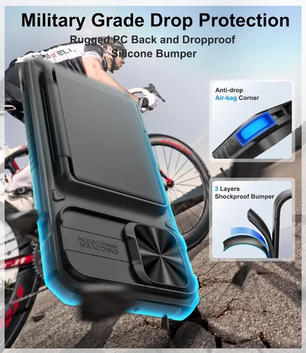 Miniatura 5 de BXYJY Funda tipo cartera para iPhone 12 Pro Max y 13 Pro Max, tarjetero (4-5 tarjetas), cubierta deslizante para cámara, protección militar contra