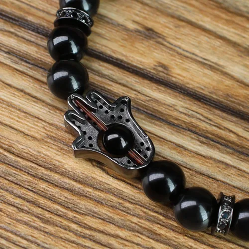 Miniatura 5 de COAI Hamsa - Pulsera de piedra de protección de mano para hombres y mujeres, Piedra