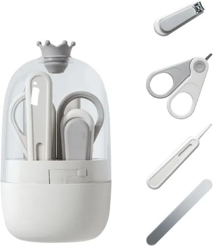 Kit de uñas para bebé, kit de uñas 4 en 1 para recién nacido con bloqueo de seguridad, kit de manicura para bebés y kit de cuidado de pedicura para