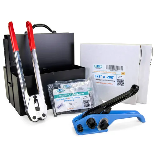 Miniatura 26 de IDL Packaging Kit de flejado industrial de polipropileno (PP) de 1/2 pulgada x 9000 pies, resistencia a la rotura de 300 libras - Solución completa