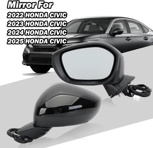 Miniatura 7 de Espejo lateral izquierdo del conductor compatible con Honda Civic Sedan/Hatchback 2022, 2023, 2024, 2025, espejos con cristal eléctrico, sin 3