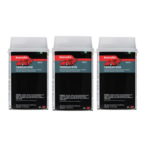 3M Bondo Resina de fibra de vidrio, kit de reparación de 2 etapas, 0.9 pintas cada uno (401), paquete de 3