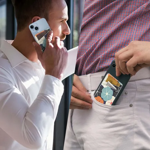 Miniatura 4 de Cartera de cuero para teléfono con tarjetero para teléfono, adhesivo para teléfono con adhesivo, elegante funda para tarjetas de crédito, adecuado
