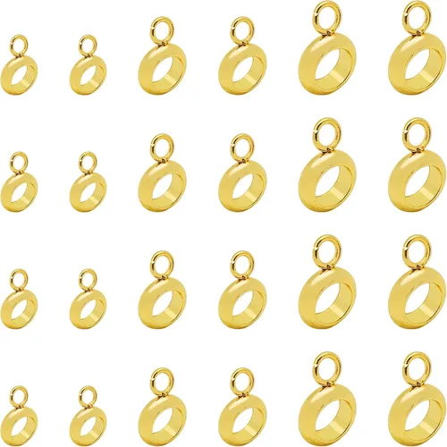 Miniatura 12 de 100 cuentas de acero inoxidable para tubo de fianza, cuentas espaciadoras de columna con colgador de bucle, enlaces de conector colgantes para 100