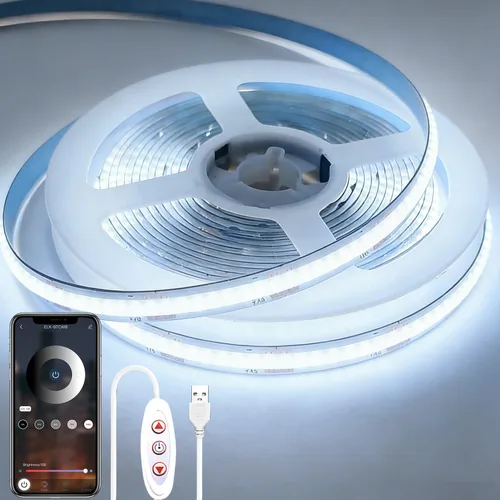 Miniatura 11 de Tira de luces LED COB USB para TV, 5 V alimentadas por USB, luces LED regulables, luz blanca cálida, 3.3 pies, 320 LED/M, 3000 K, tira de luz