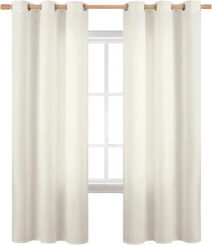 Miniatura 75 de BGment Cortinas de Lino Beige de 63 Pulgadas de Largo 2 Paneles - Tratamientos para Ventanas con Textura de Arpillera Filtrantes de Luz Cortinas
