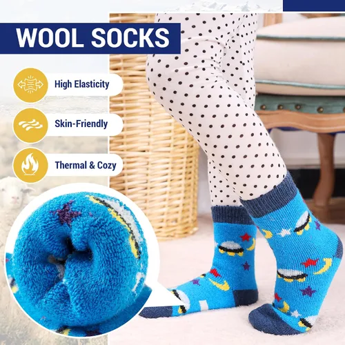 Miniatura 51 de Eocom 6 pares de calcetines de invierno cálidos de lana para niños y niñas