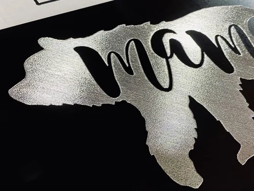 Miniatura 2 de Mama Bear 2 Logo Car Tag Diamond Etched en placa de aluminio negro