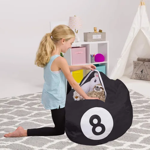 Miniatura 68 de Posh Stuffable - Sillón puff con almacenamiento para niños, contenedor de animales de peluche, organizador de juguetes de niños Lona rayas verde