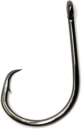 Ganchos circulares de pulpo, ojo recto, punta en línea, tamaño 6, negro Ns, paquete de 25