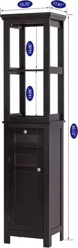 Miniatura 3 de Spirich Gabinete de almacenamiento delgado para baño, armario alto y estrecho con puerta y estantes, torre de lino independiente (espresso)