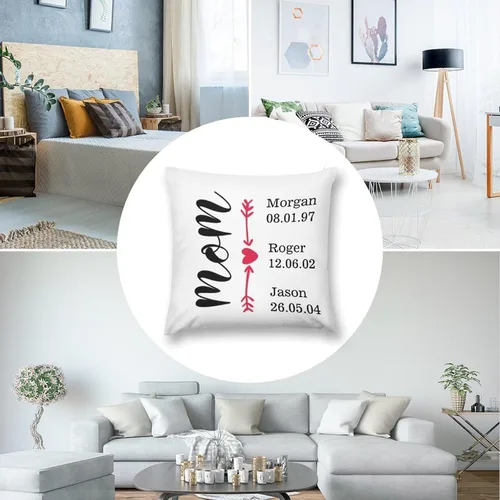 Miniatura 5 de Custom Mothers Day Pillow Cover Soft Velvet Square Pillow Case with Kids Names Family Names Custom Gift for Mom Mommy from Child Daughter Son, #1