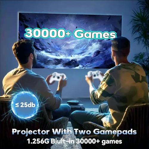 Miniatura 5 de Proyector y juego P30 Max con 2 controladores inalámbricos, consola de videojuegos con juegos retro, más de 15000 juegos, 4k Smart Plus HD Auto
