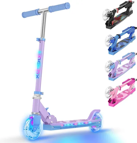 Miniatura 10 de TONBUX Patinetes para niños de 5 a 12 años, patinetes de 2 ruedas con tallo, ruedas y plataforma con luces geniales, patinete ajustable de 3 Negro